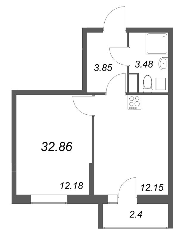 1 ккв 32,9 м²