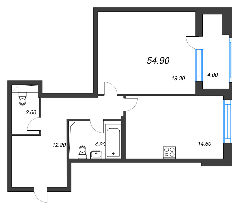 1 ккв 55,2 м²