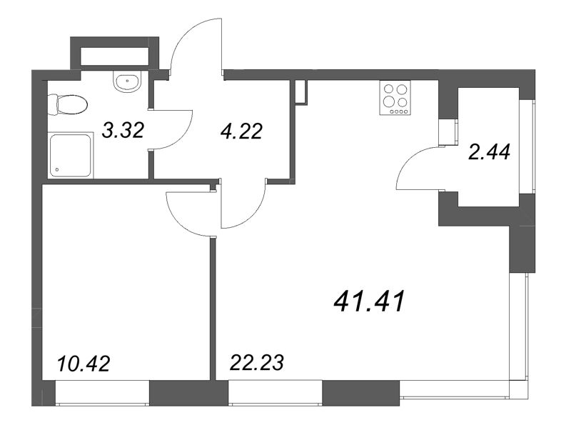 2 ккв (Евро) 41,4 м²