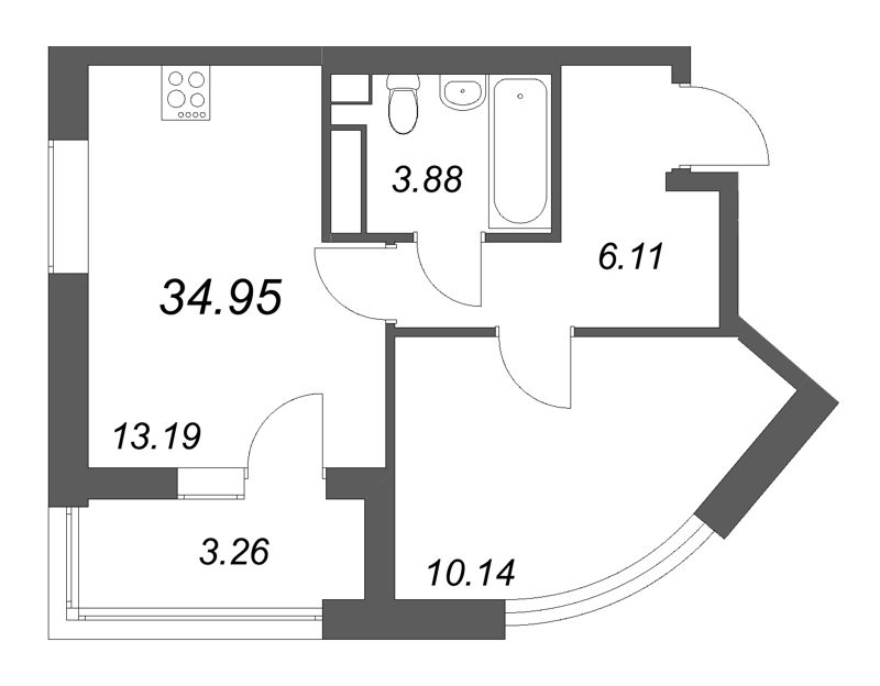 1 ккв 35 м²