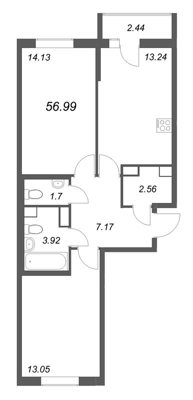 2 ккв 57 м²