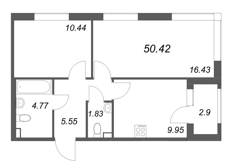 2 ккв 50,4 м²