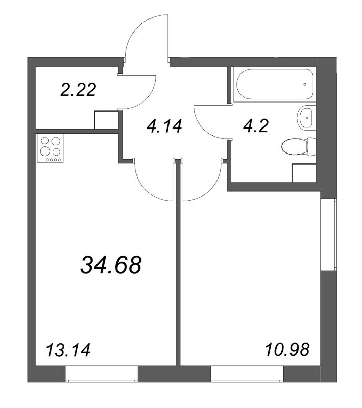 1 ккв 34,7 м²
