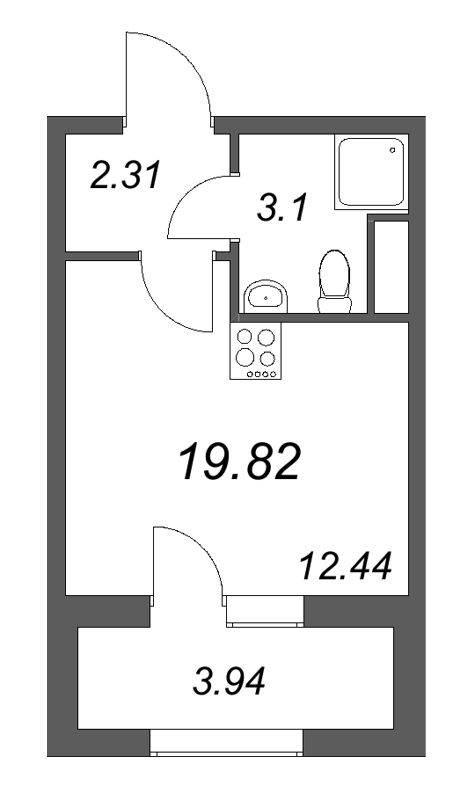Студия 19,8 м²