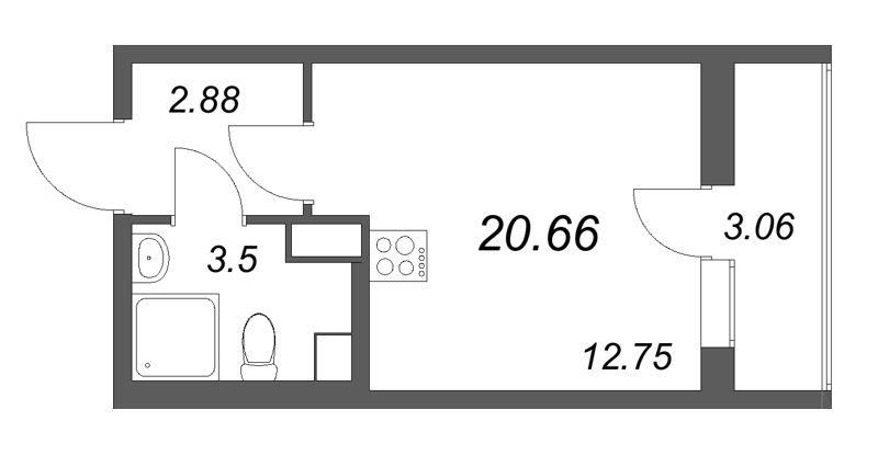 Студия 20,7 м²