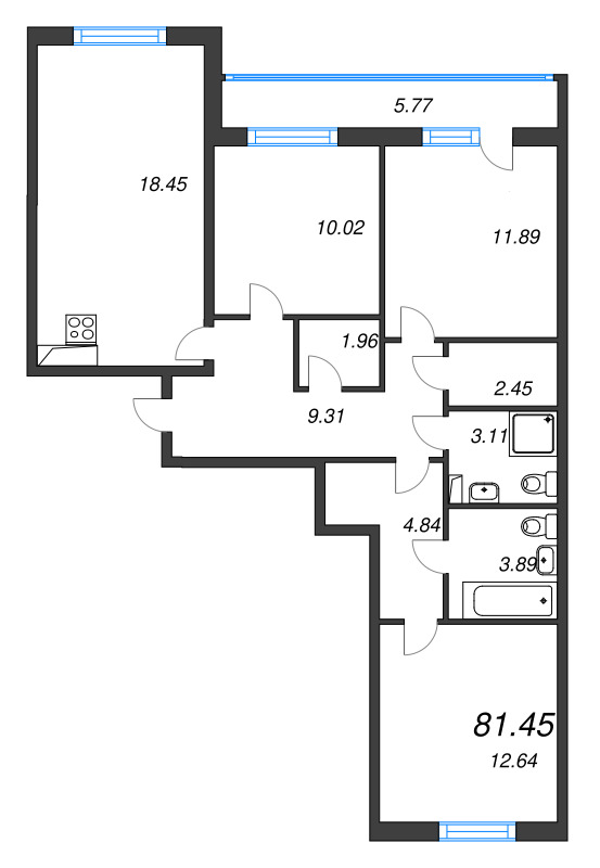 4 ккв (Евро) 81,5 м²