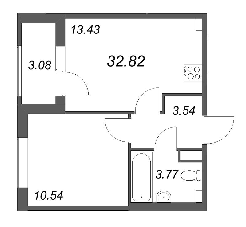 1 ккв 32,8 м²