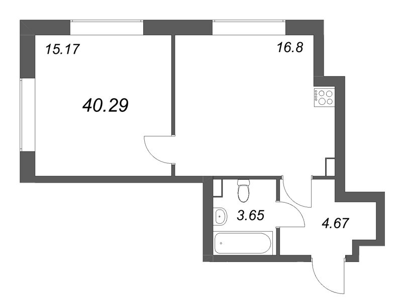 2 ккв (Евро) 40,3 м²
