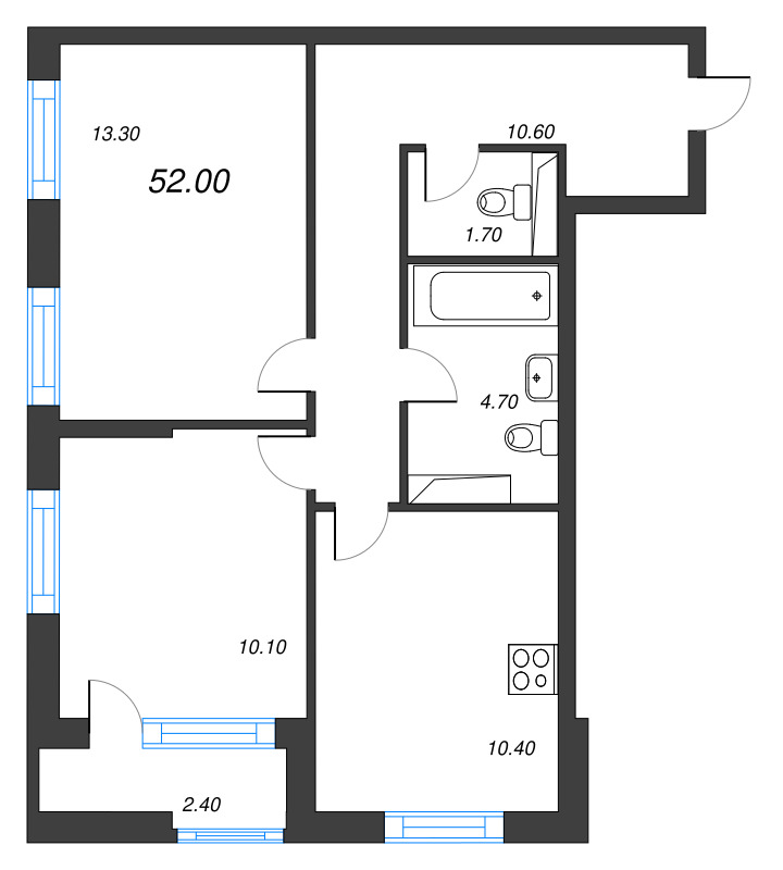 2 ккв 52,2 м²