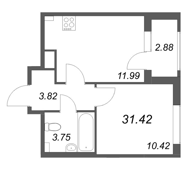 1 ккв 31,4 м²