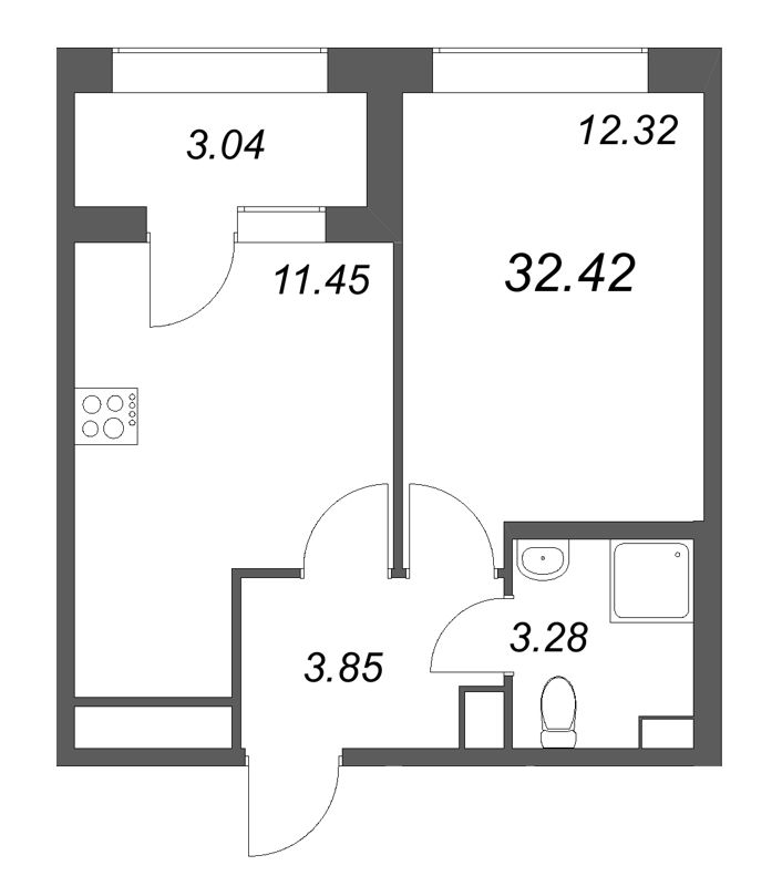 1 ккв 32,4 м²