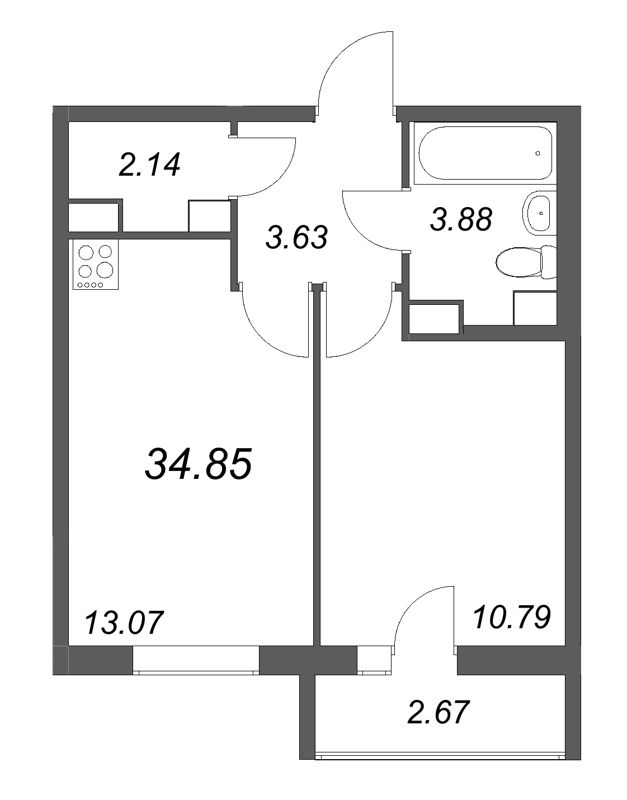 1 ккв 34,9 м²