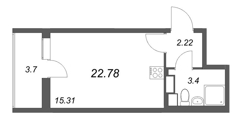 Студия 22,8 м²