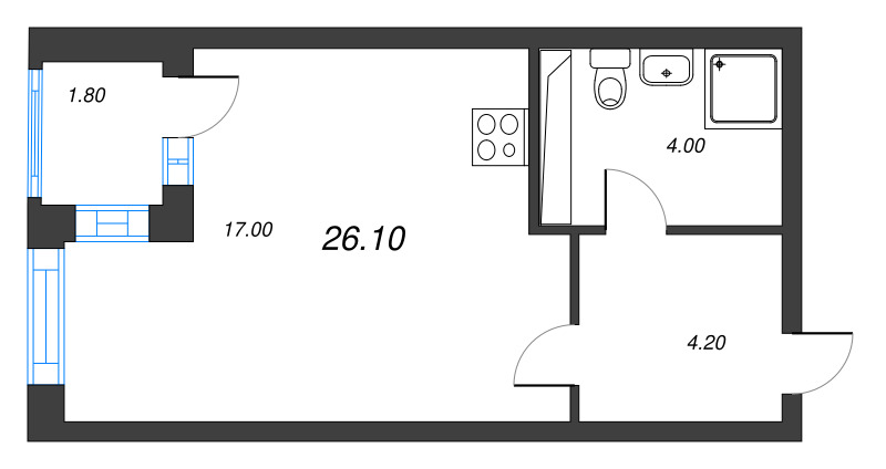 Студия 26,3 м²