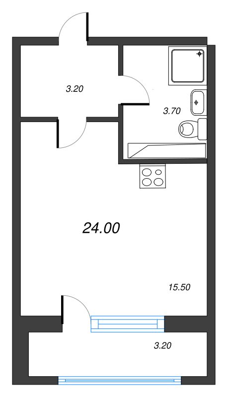 Студия 24,1 м²