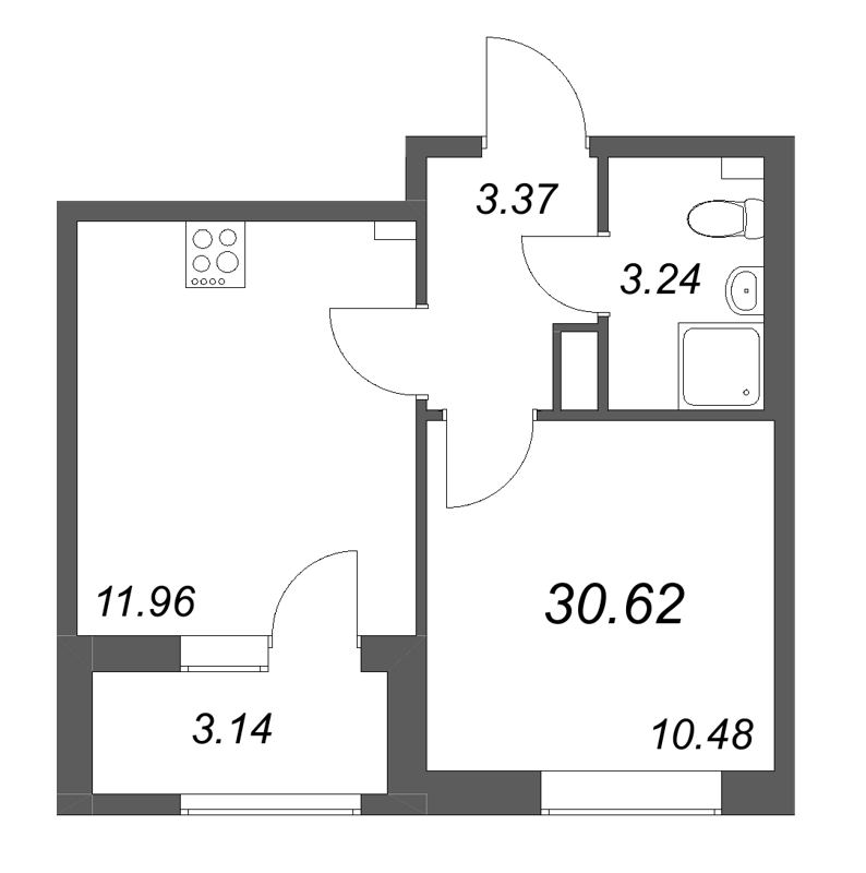 1 ккв 30,6 м²