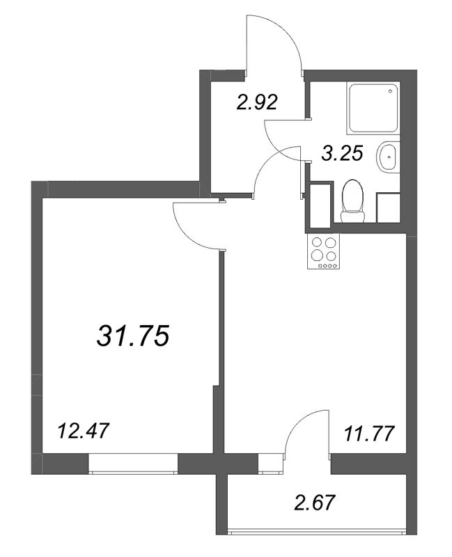 1 ккв 31,8 м²