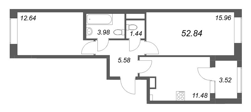 2 ккв 52,8 м²
