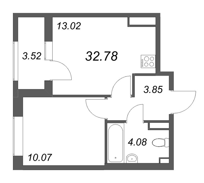 1 ккв 32,8 м²