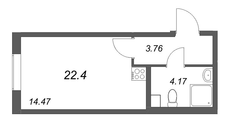 Студия 22,4 м²