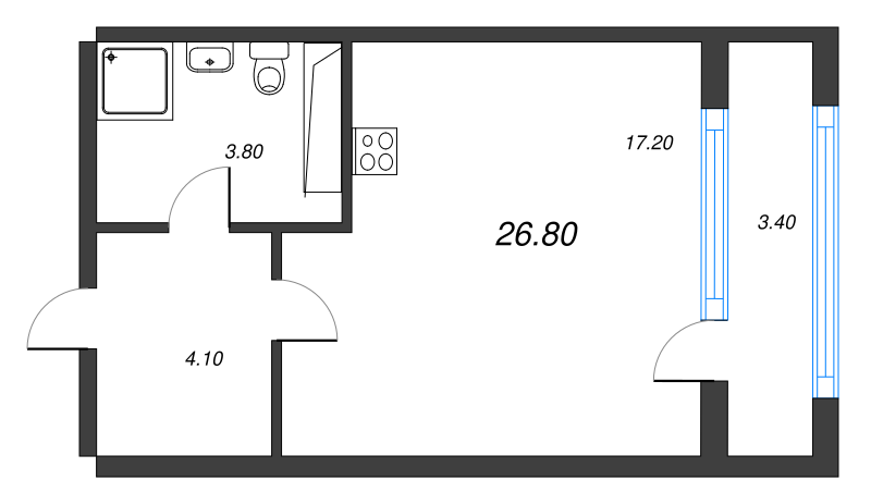 Студия 26,8 м²