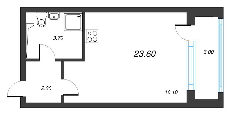 Студия 23,8 м²