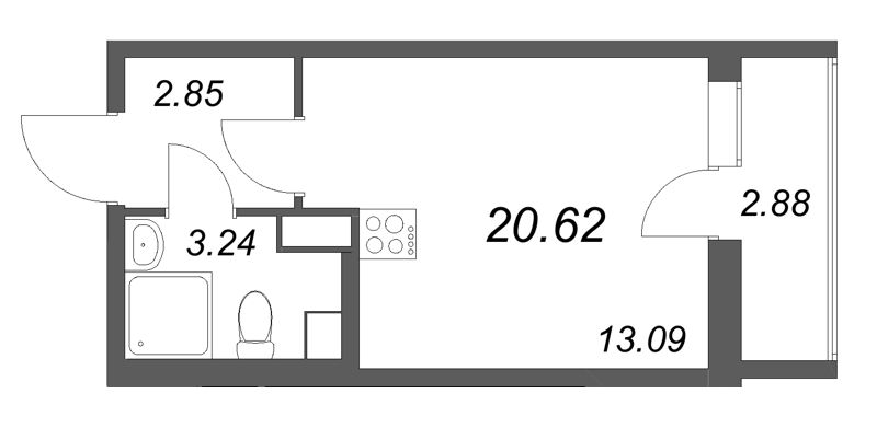 Студия 20,6 м²