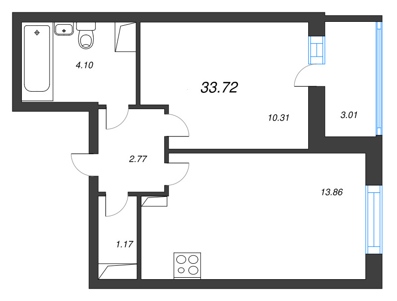 2 ккв (Евро) 33,7 м²