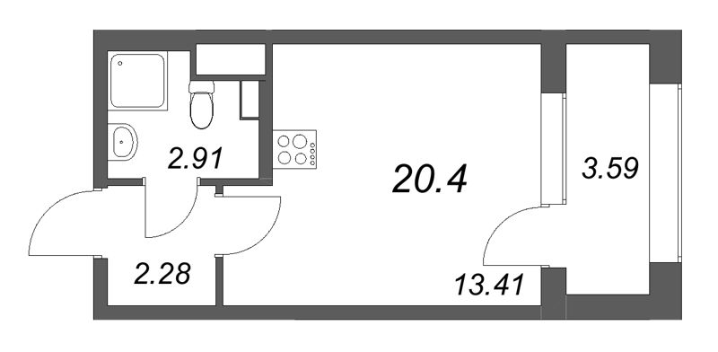 Студия 20,4 м²