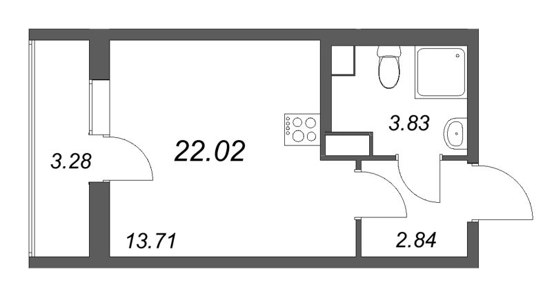 Студия 22 м²