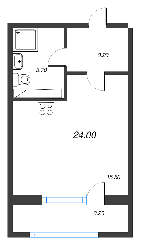 Студия 24,2 м²