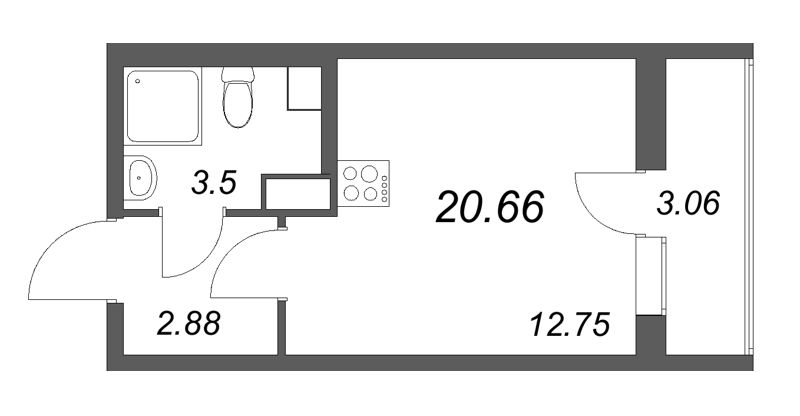 Студия 20,7 м²