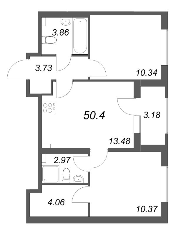 2 ккв 50,4 м²