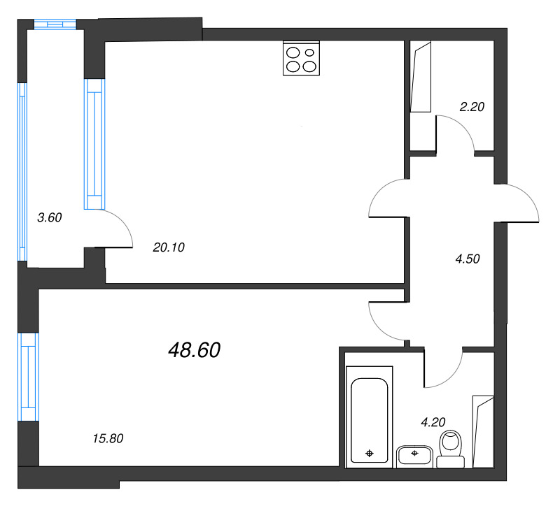 2 ккв (Евро) 48,6 м²