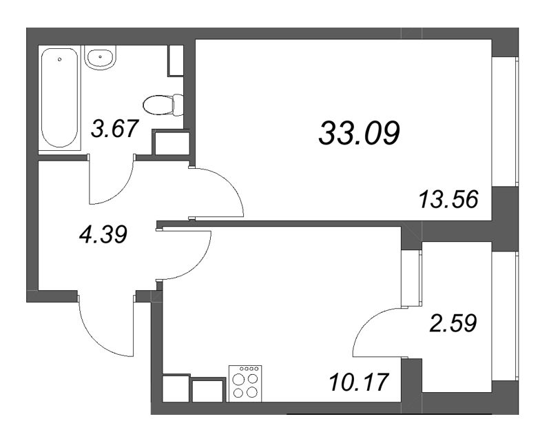 1 ккв 33,1 м²