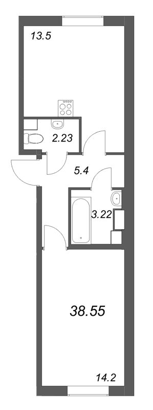 1 ккв 38,6 м²