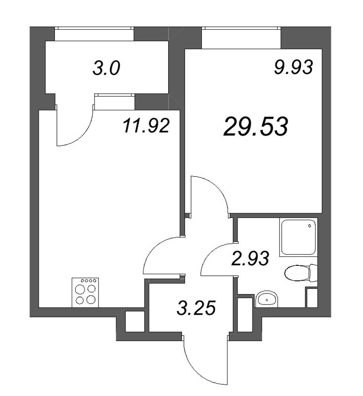 1 ккв 29,5 м²