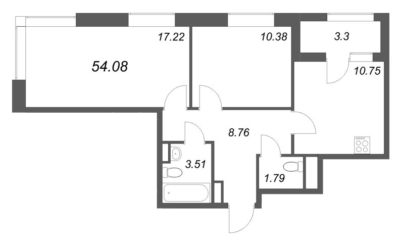 2 ккв 54,1 м²