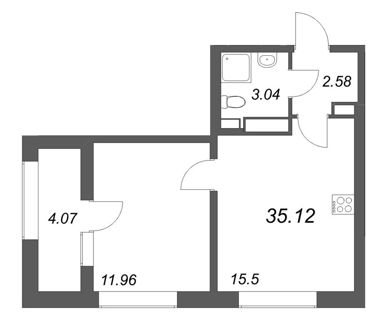 1 ккв 35,1 м²