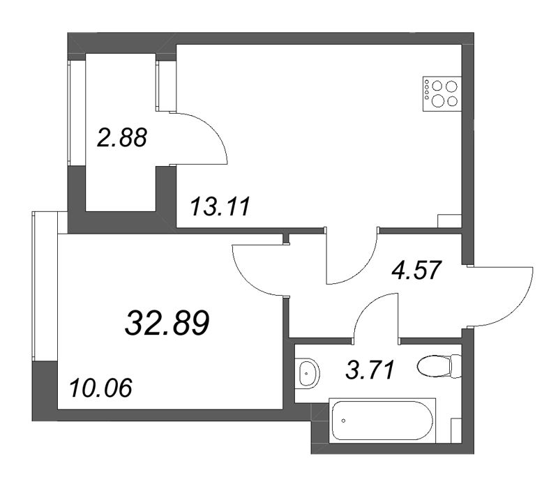 1 ккв 32,9 м²