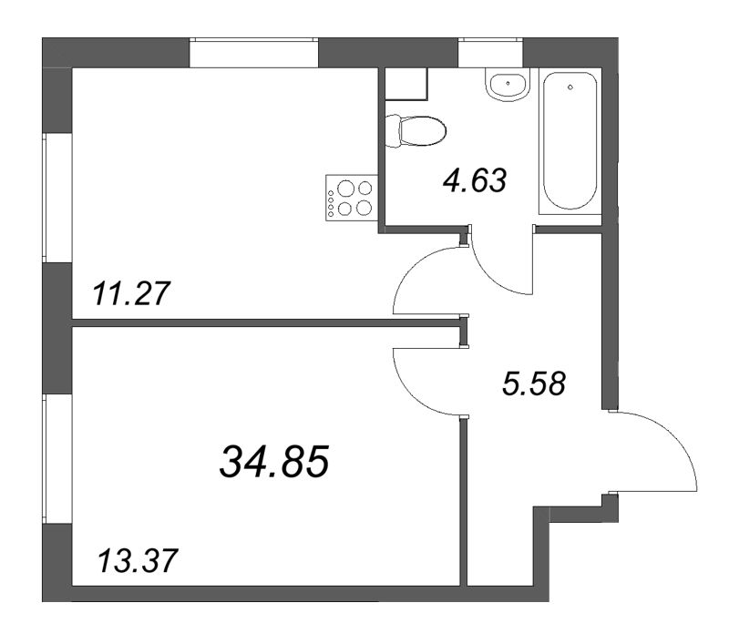 1 ккв 34,9 м²