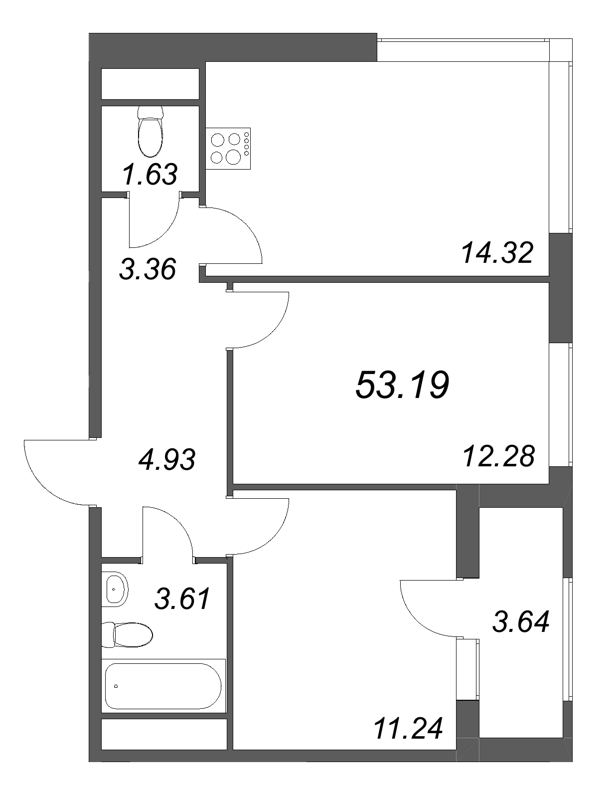 2 ккв 53,2 м²