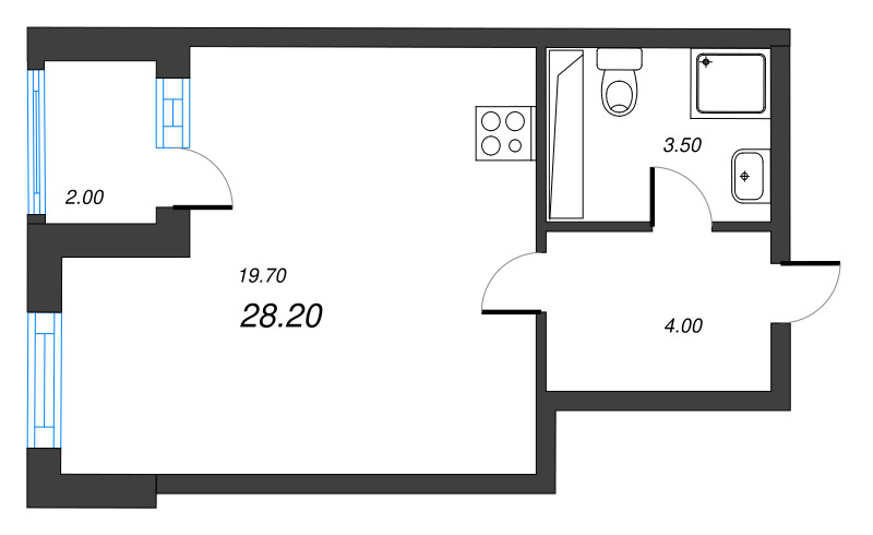 Студия 28,3 м²