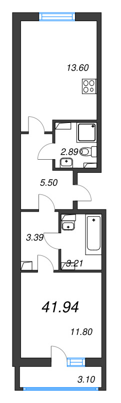 2 ккв (Евро) 41,9 м²