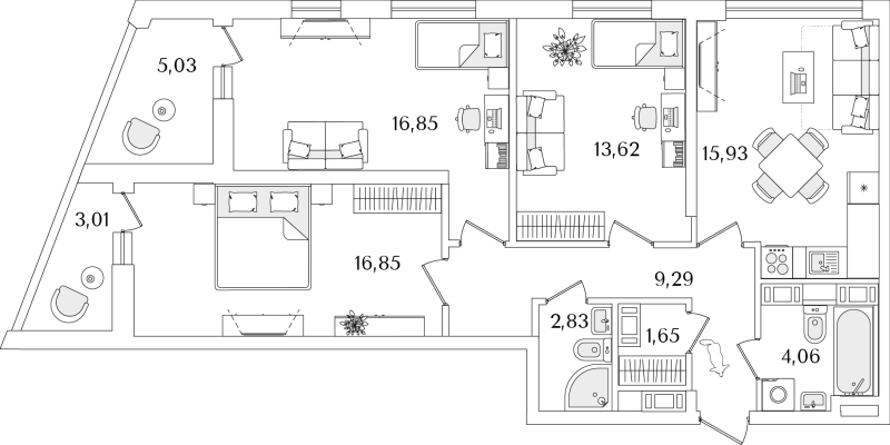 4 ккв (Евро) 83,6 м²