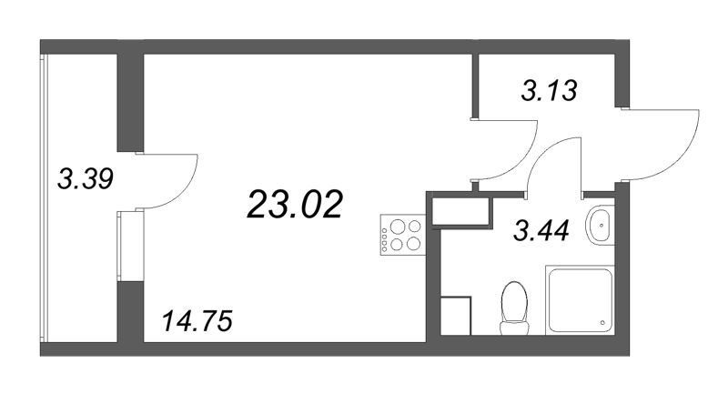 Студия 23 м²