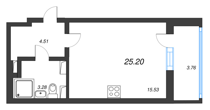 Студия 25,2 м²