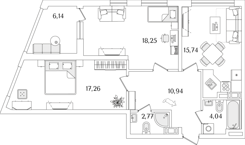 3 ккв (Евро) 72 м²