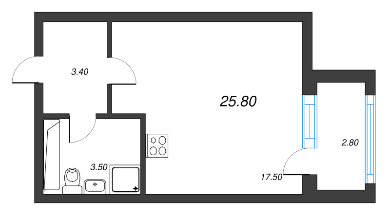 Студия 25,9 м²