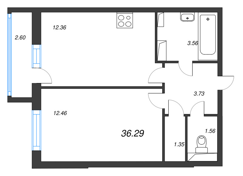 1 ккв 36,3 м²